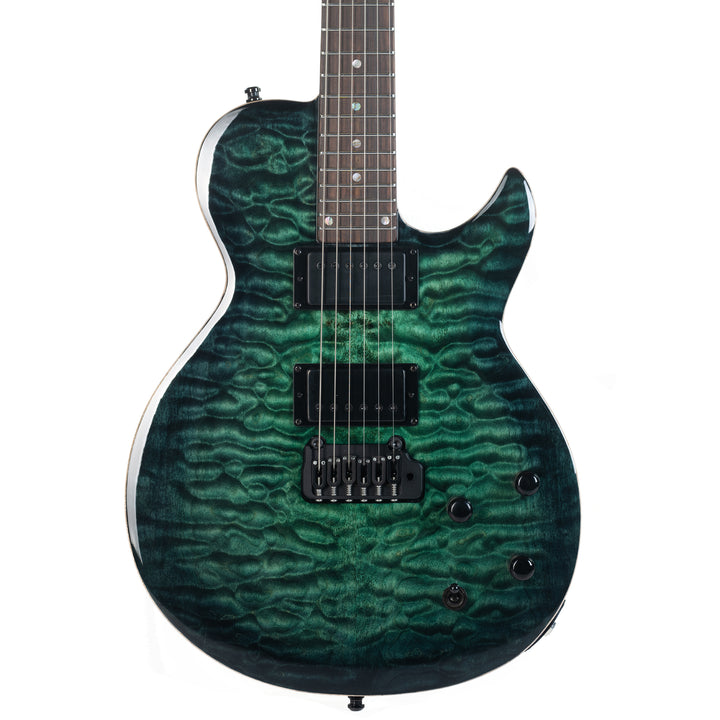 Guitare Nina De Leeuw, table en érable pommelé teinte Fontainebleau forest, vue de face