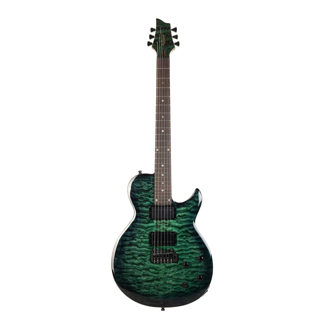 Guitare Nina De Leeuw, table en érable pommelé teinte Fontainebleau forest, vue de face