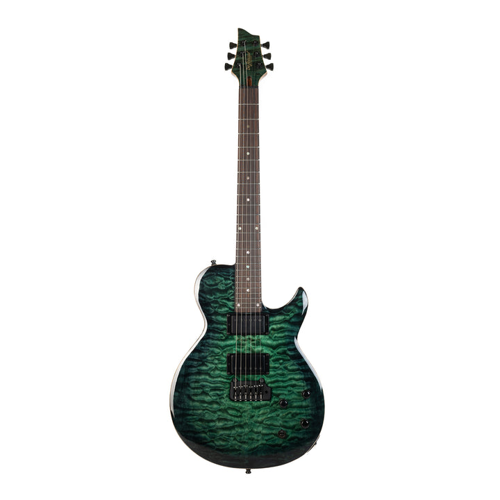 Guitare Nina De Leeuw, table en érable pommelé teinte Fontainebleau forest, vue de face