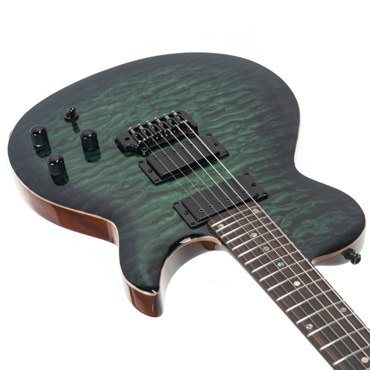 Guitare Nina De Leeuw, table en érable pommelé teinte Fontainebleau forest, vue face