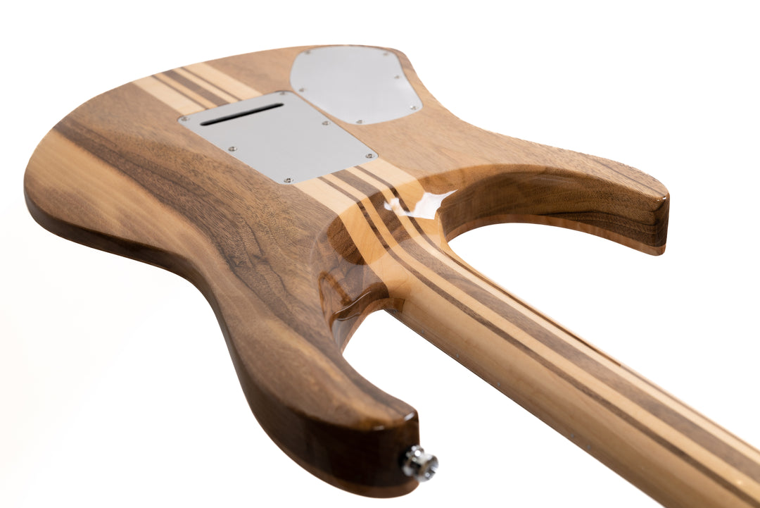 MS6_Guitar_Tremolo_Dark_Chocolate_Back_Close_Up_Details_Neck_2_De_Leeuw_Guitars_Paris_Made_in_France_Luthier_Guitar_Maker_France_Neck_Through_Manche_Traversant