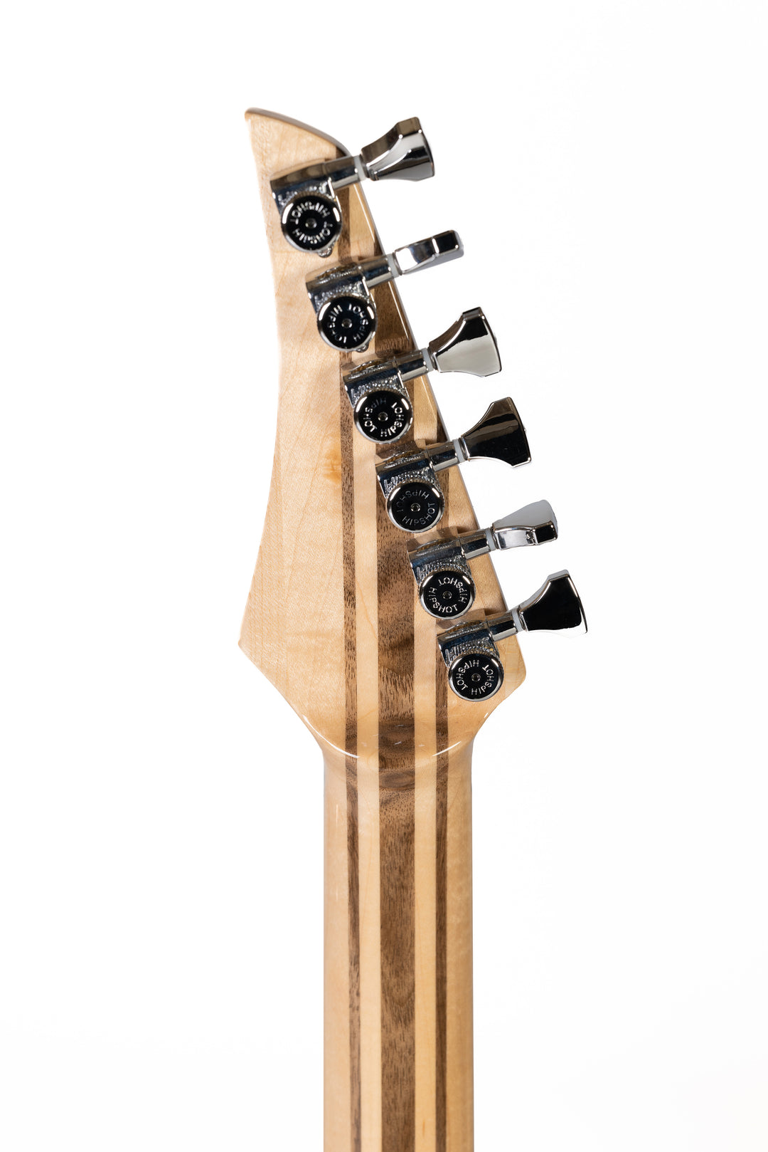 MS6_Guitar_Tremolo_Dark_Chocolate_Front_Close_up_Head_Back_De_Leeuw_Guitars_Paris_Made_in_France_Luthier_Guitar_Maker_France_Neck_Through_Manche_Traversant