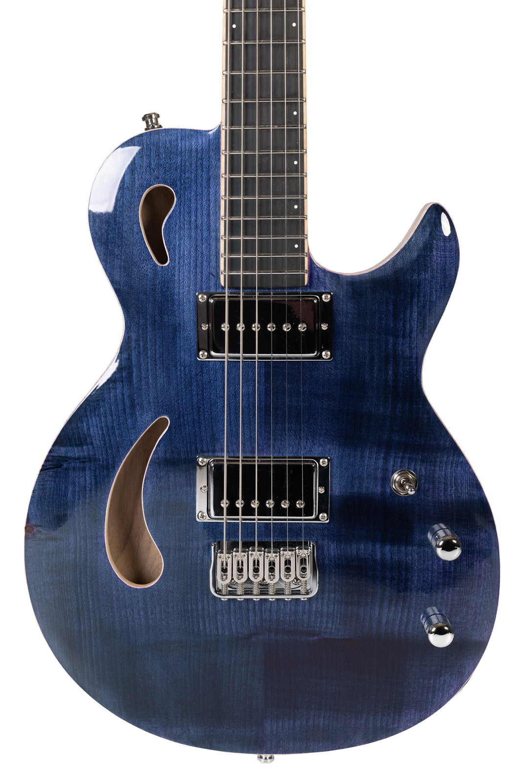    Nina_Guitar_Deep_Blue_Glossy_Varnish_Close_up_front_De_Leeuw_Guitars_Paris_Made_in_France_Luthier_Guitar_Maker_France_Neck_Through_Manche_Traversant